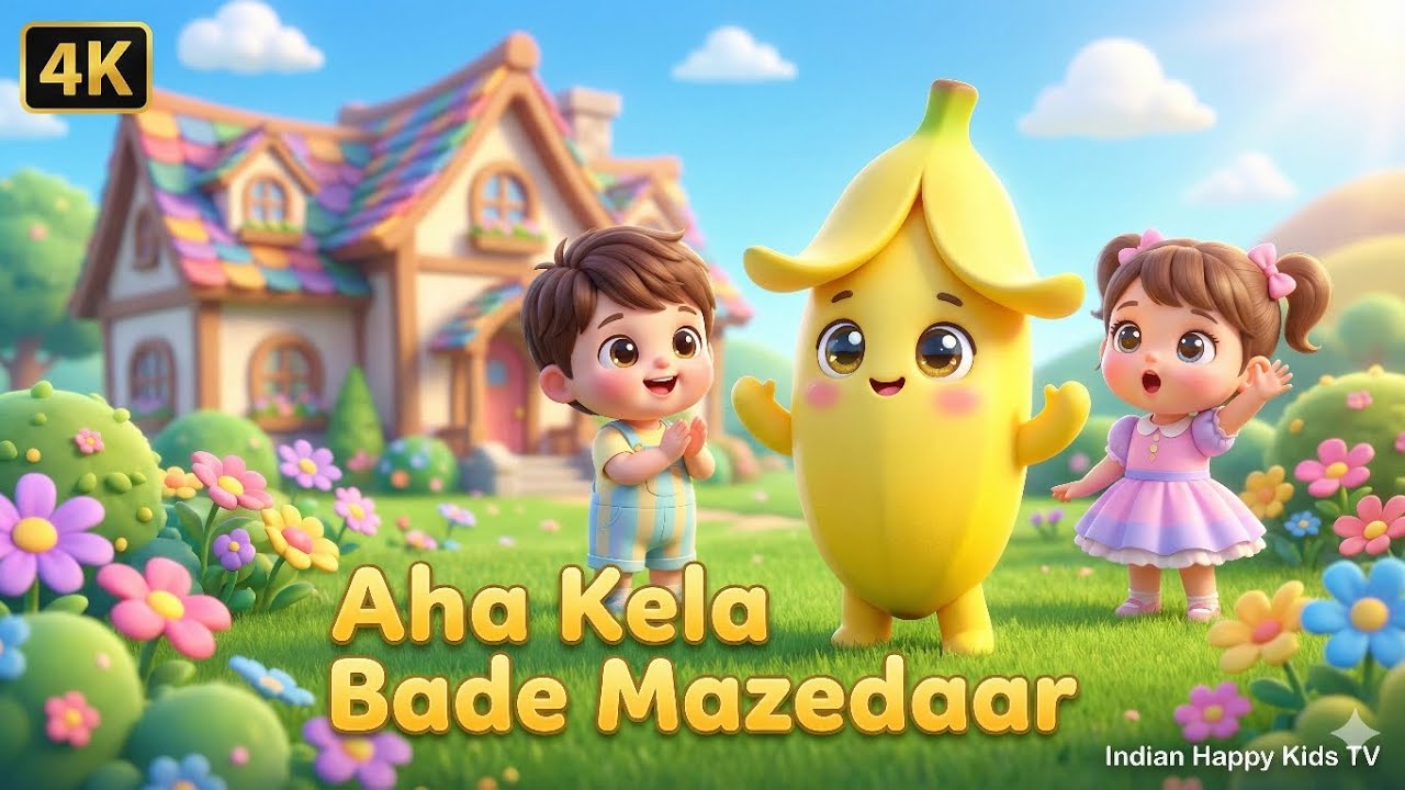 Aha Kela Bade Mazedaar 🍌 | new Rhyme for Kids | Ultra 3D Cartoon Animation | Indian Happy Kids TV