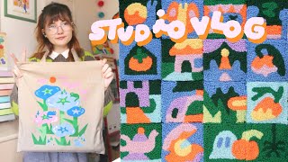 slow studio vlog ✦ creating a tote bag & completing peachtober '24