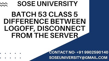 SqlDBA Batch 53 Class 5 Difference Between Logoff, Disconnect from the Server || Call +91 9902590140