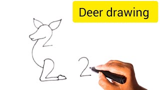 How To Draw Deer From Number 222 | easy Deer Drawing step by step