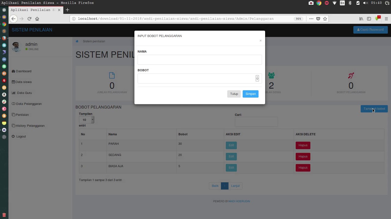 Aplikasi Penilaian Siswa Berbasis Web Youtube