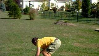Old man does self-taught back flip
