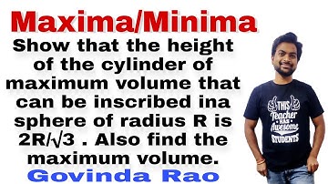 Show that the height of the cylinder of maximum volume that can be inscribed ina sphere of radius...