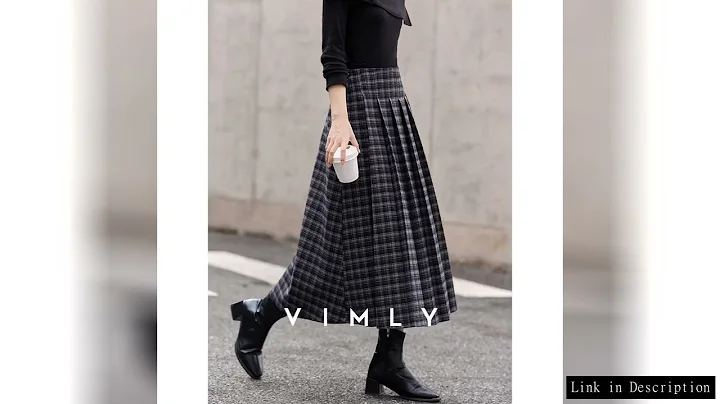 VIMLY Women's Plaid Pleated Skirt 2025 Autumn Retro Tartan Pattern A-Line Loose Fit Outwear Versatil