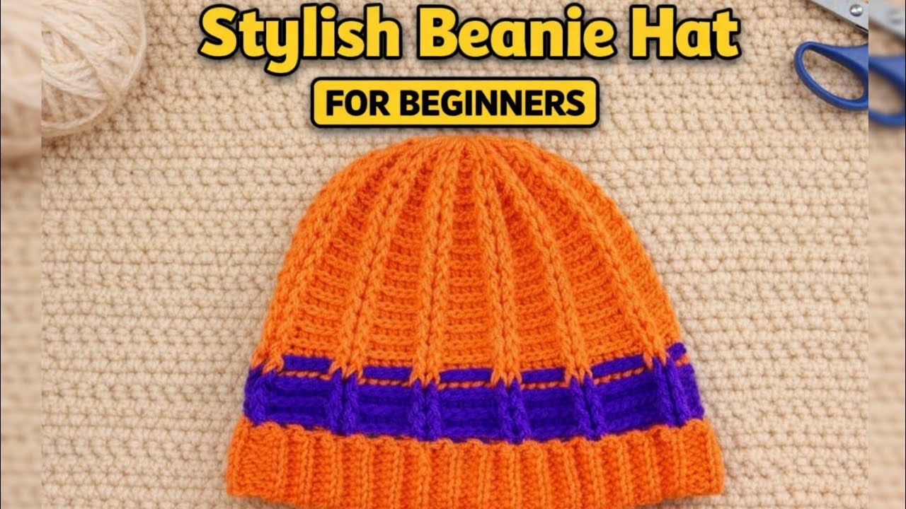 Стильная вязаная шапка-бини 🧶 | Простой пошаговый урок для начинающих