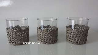 onlineclass : how to crochet a cozy around a glass. (turn on the subtitles)