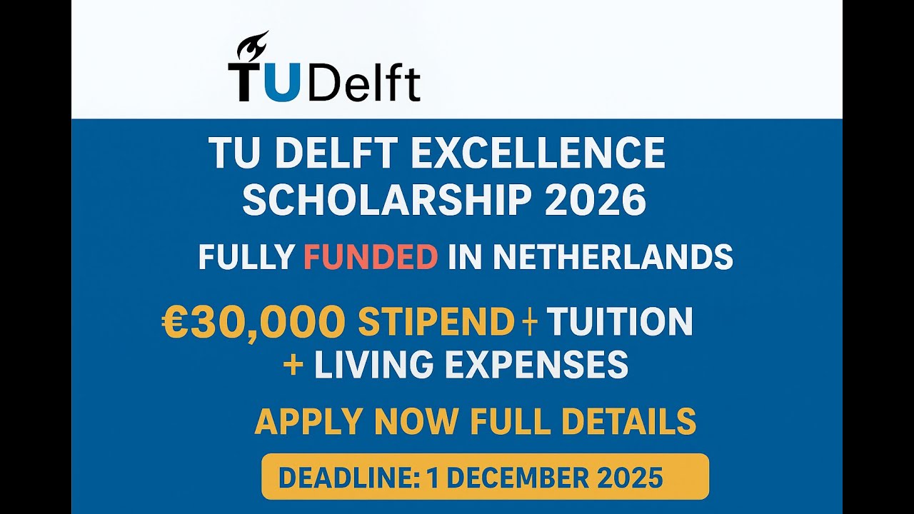 Fully Funded Scholarship For International Students in Netherland/TU DELFT Excellence Scholarships