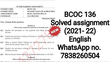 BCOC 136 solved assignment 2021 22 /English/ @20