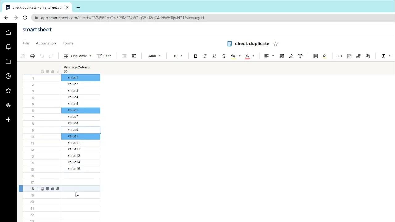 Highlight duplicate values in Smartsheet via API YouTube
