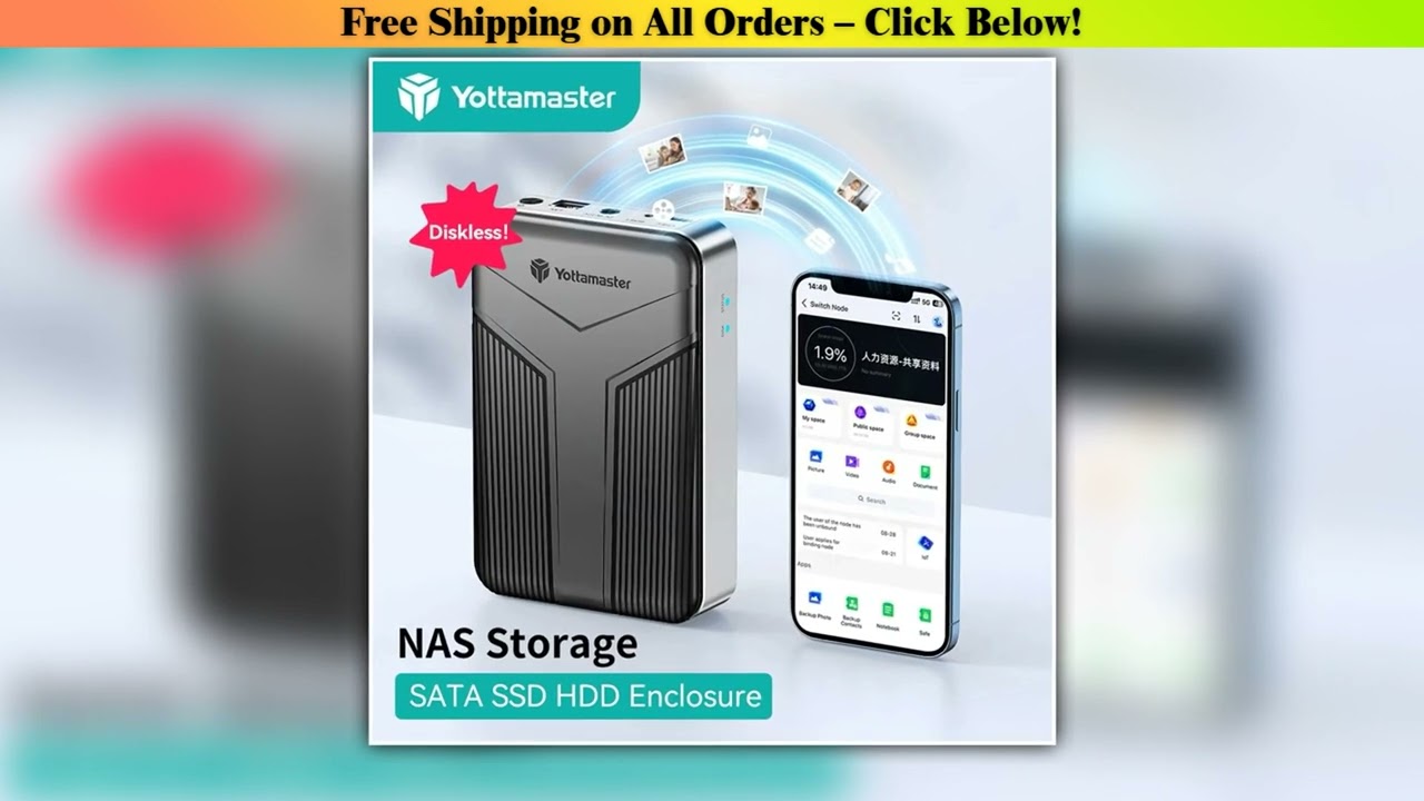 Hot Picks Yottamaster Networkable Private Cloud NAS Enclosure for 25 35 SATA HDD SSD Network