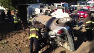 Dump truck loses brakes collides with two cars and a cyclist on Lincoln Ave. in the Dimond District