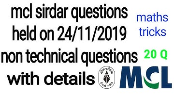 #miningexam Mcl sirdar (ms) non technical questions with details held on 24.11.2019