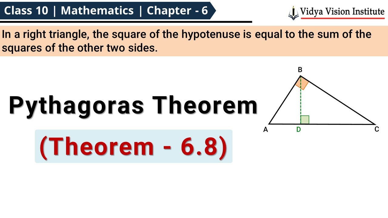 Triangles - Theorem 6.8 🌟 Pythagoras Theorem 🌟 Class 10 Maths Chapter 6 🌟 CBSE, NCERT 🎯