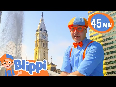 🚦Blippi's Fun Games in Philadelphia!🔔😄 | 45 Minutes! | Moonbug Kids - Friendship & Adventure