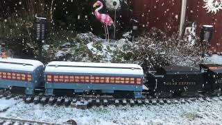 Large Scale Polar Express Train Through The Snowy Gardens