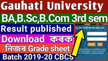 GU BA,B.SC,B.COM 3rd sem Result Published CBCS // Download Grade sheet // Regular & Honours