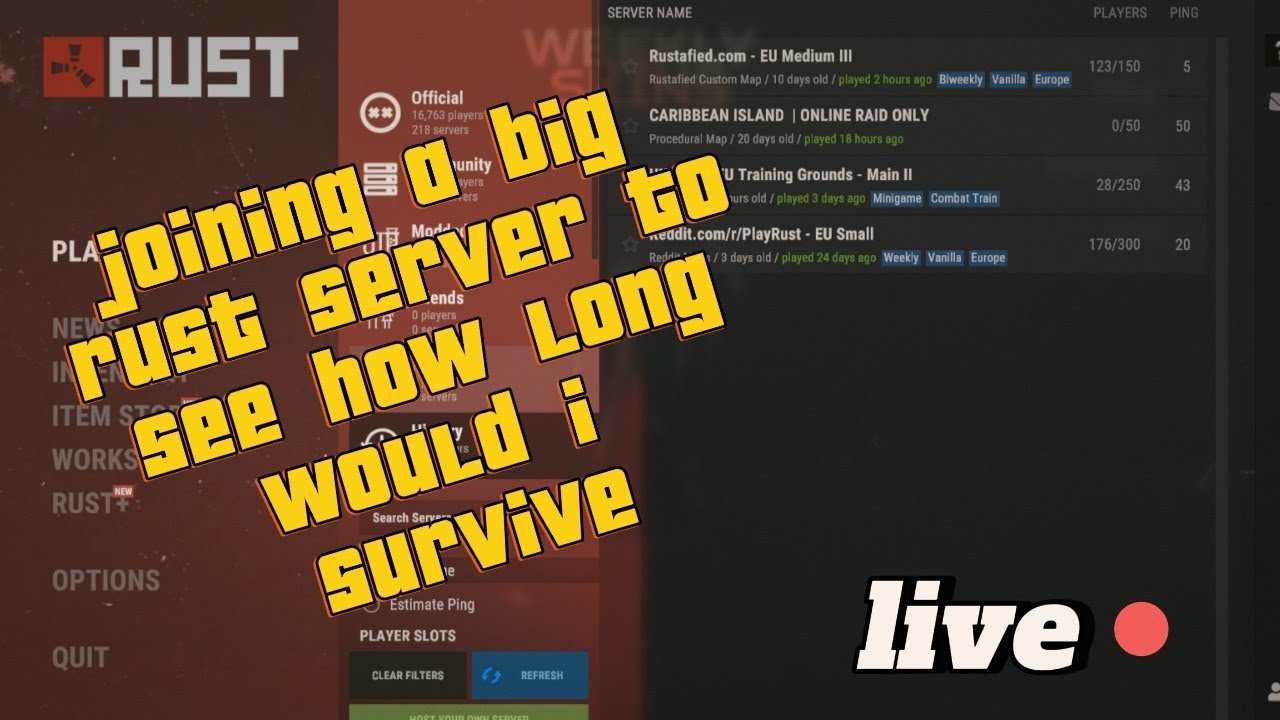 how long would i survive a large server in rust as a noob - YouTube