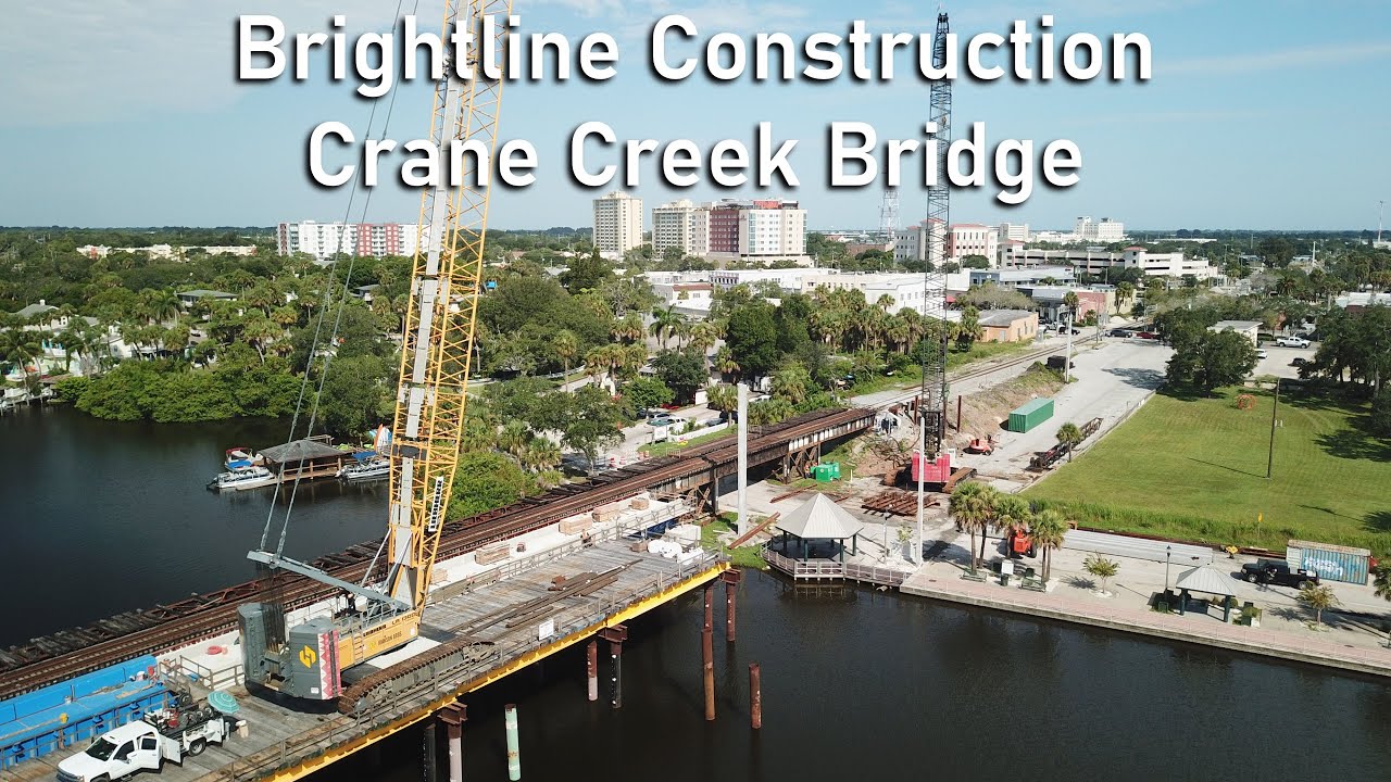 Brightline Construction at Crane Creek Bridge - August 21, 2021 - Melbourne, FL