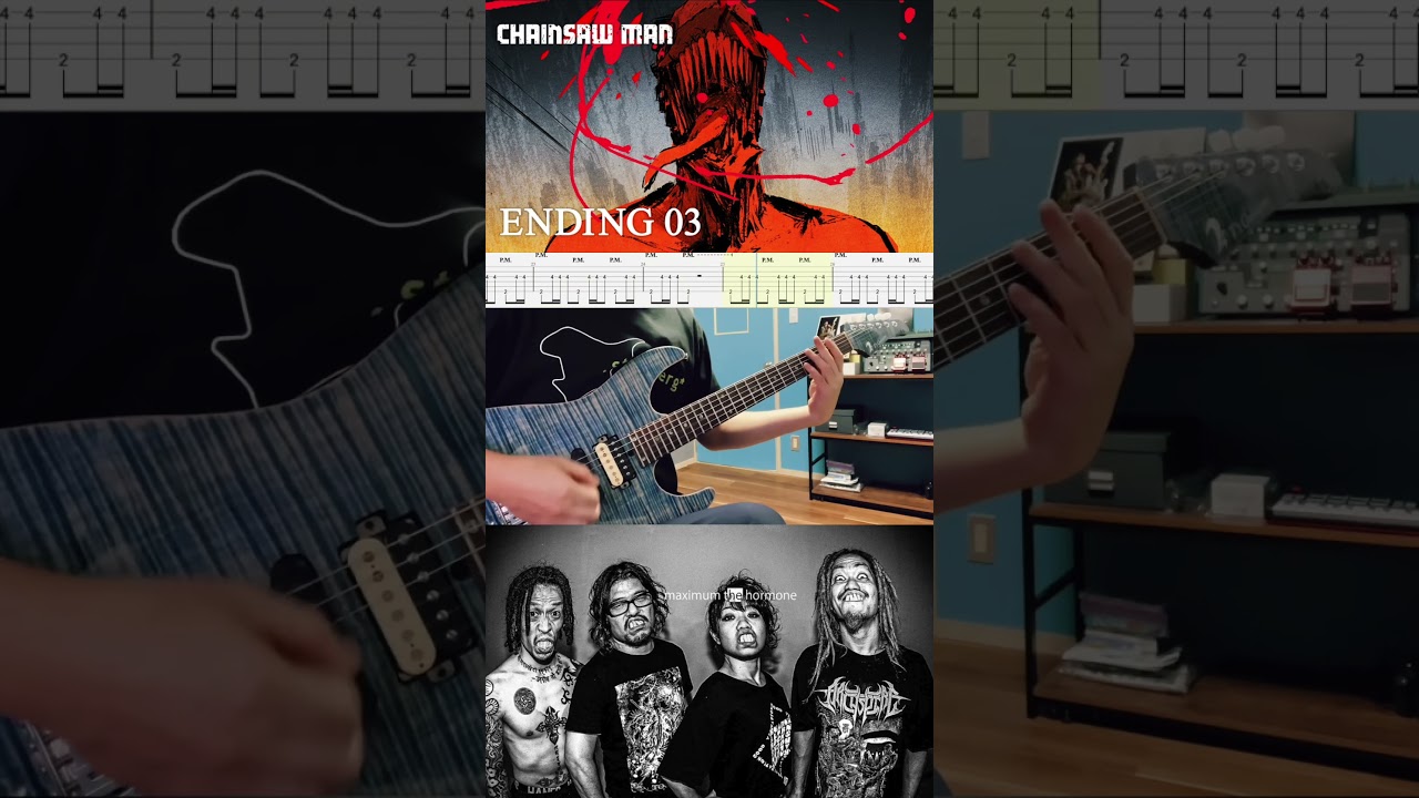 【ギターTAB+演奏】マキシマムザホルモン「刃渡り2億センチ」ギターで弾いてみた(ドロップCチューニング)　アニメ「チェンソーマン」第3話ED