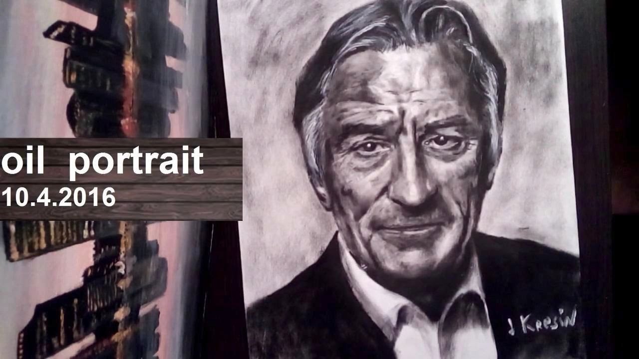 Robert de Niro speed drawing portrait dry brush 2016 ( Роберт де Ниро روبرت دي نيرو 德尼罗)