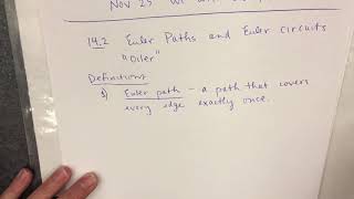Section 14.2, Video 2, Definition of Euler Path and Euler Circuit