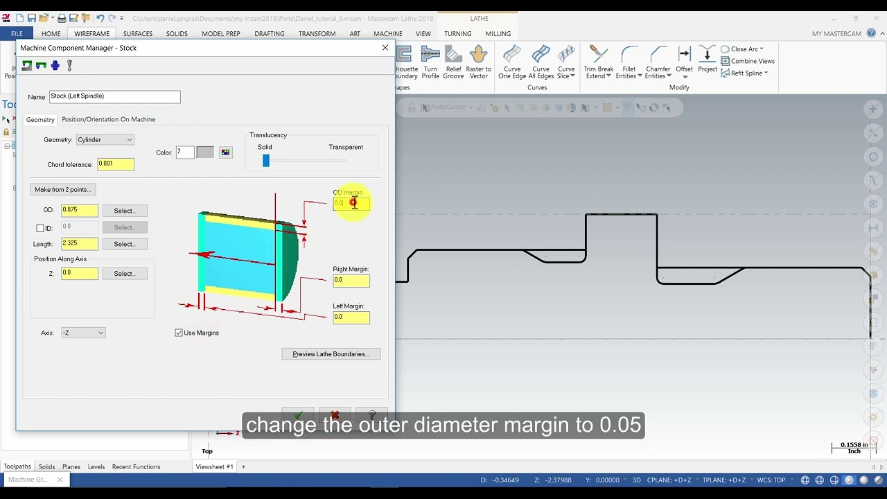 2  Machine Definition, Stock Setup
