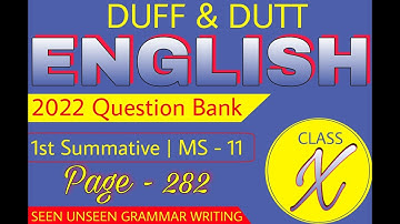 Duff and Dutt English Question Bank 2022 Class - 10 | Class - X English Solution | MS - 11