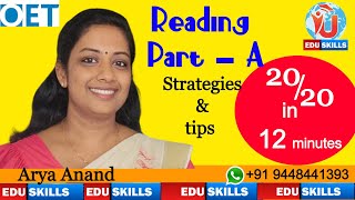 Edu Skills OET: OET Reading  Part - A:  Strategies & tips:By: Arya Anand: 14-8-2023: OET made easy