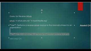 Query for Reverse Whois  Lesson 15