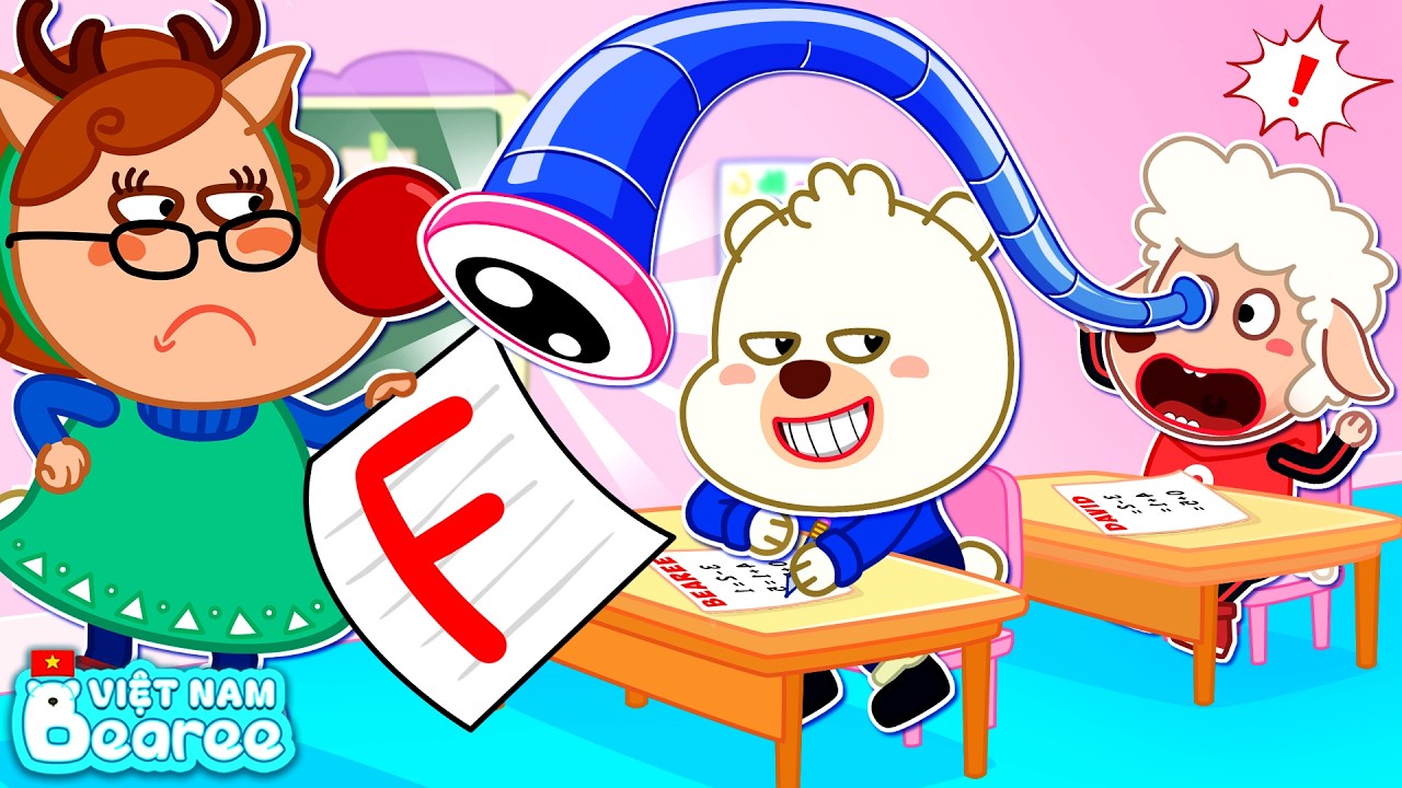 David Dùng Ống Nhòm Siêu Dài Quay Cóp Bài Bearee Bị Cô Giáo Bắt Quả Tang! | Hoạt Hình Thiếu Nhi