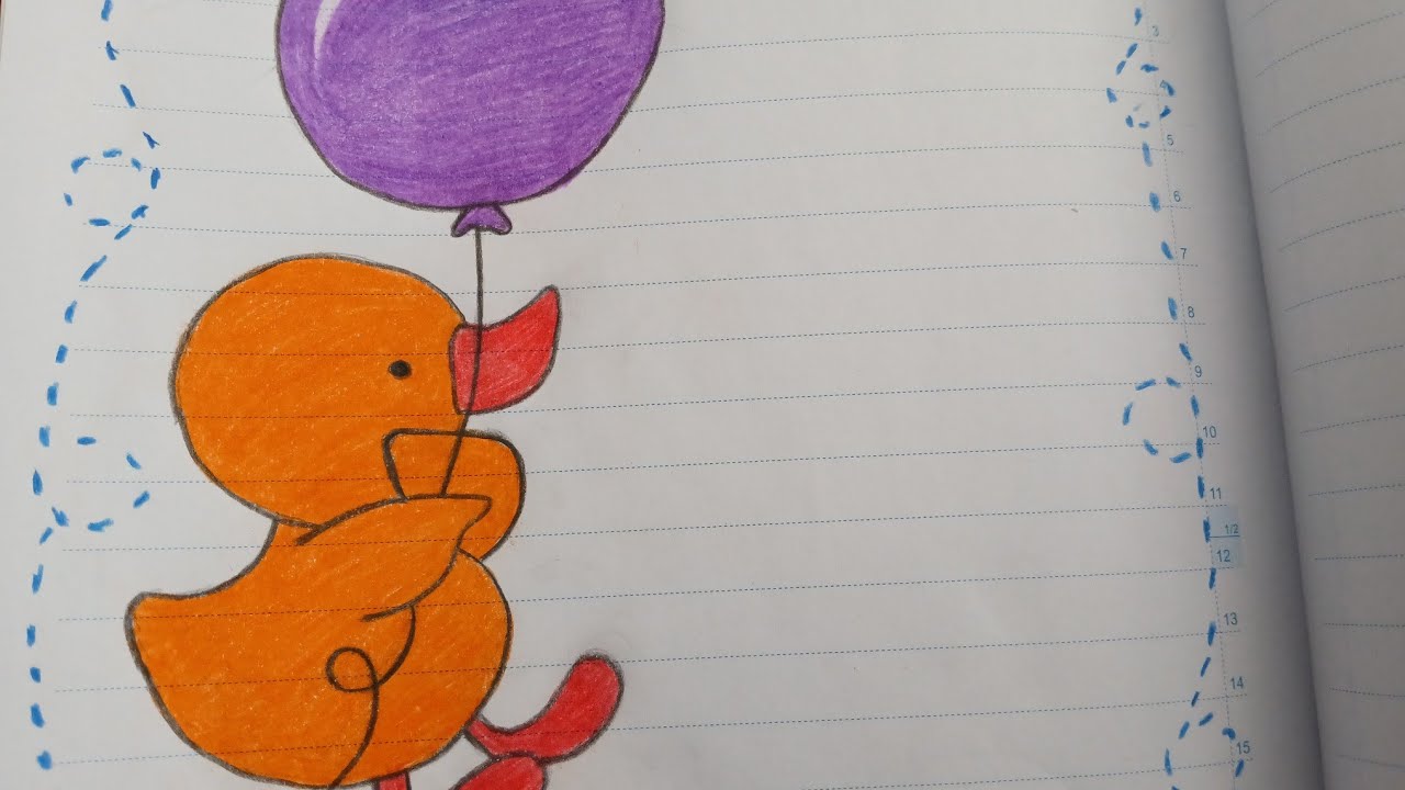 Simple drawing tutorial part 3 Duck and balloon - YouTube