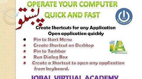 Tricks for quick operation of your PC Pashto by Javed Iqbal/ Iqbal Virtual Academy
