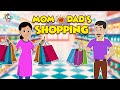 Mom Vs Dad&#39;s Shopping | Mom&#39;s New Dress | Animated Stories | Cartoon | Moral Stories | PunToon Kids