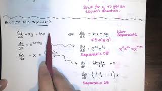 7. Separable Differential Equations - What Makes a DE Separable, How to Solve Them, Examples
