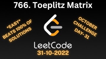 766. Toeplitz Matrix | LeetCode October Challenge