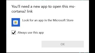 Для открытия этой ссылки ms-cortana потребуется новое приложение screenshot 2