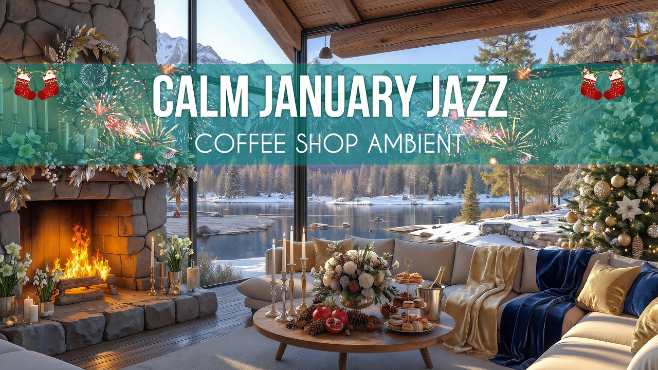 Snowy Winter Coffee Shop Outdoor Jazz | Smooth Cool Cozy Jazz Tunes & Relaxing Music
