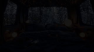 Solo Camping in the forest and sleeping in a cozy van cabin on a rainy night | Rain | ASMR