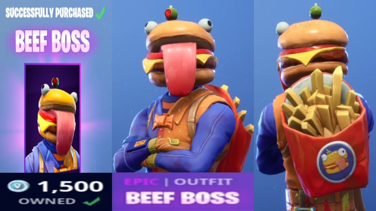 Fortnite Beef Boss item Shop Buying Durrr Burger Set Item shop