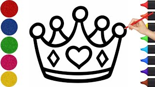 Crown Drawing, Painting and Coloring for Kids, Toddlers | Let's Draw, Paint Together