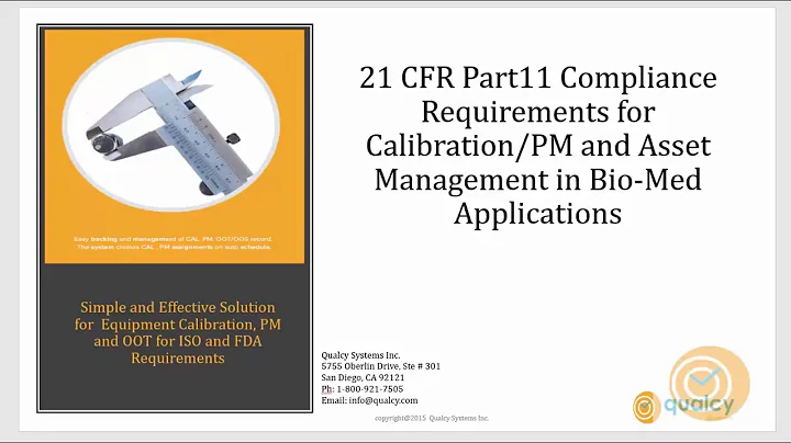 21 CFR Part 11 compliance for Calibration/PM and Asset Management Software