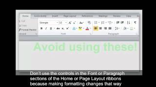 Creating Accessible Microsoft Word 2010 Documents: Templates & Style Basics