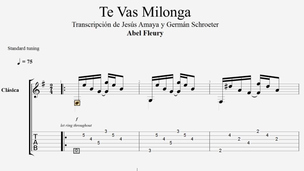 Te Vas Milonga Abel Fleury Tablatura Por Jesus Amaya Youtube