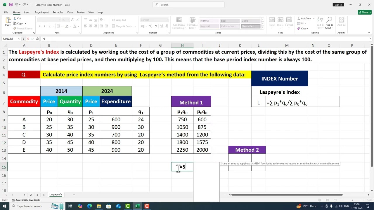 Laspeyre's Index Number