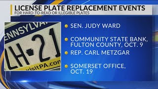 Free license plate replacement events set for Central Pa.