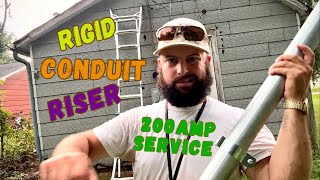 How to install a 2in rigid metal conduit riser pipe for a new 200 amp electric service