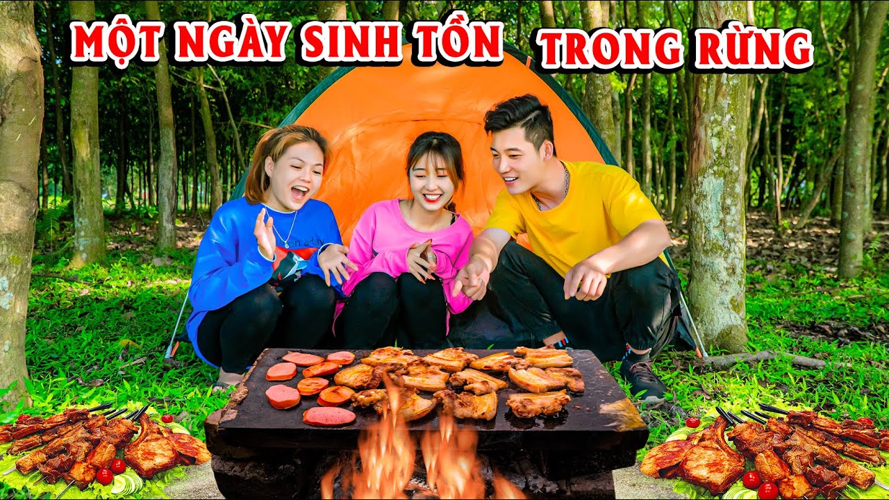 MỘT NGÀY SINH TỒN Ở TRONG RỪNG - CẮM TRẠI VÀ NƯỚNG ĐỒ ĂN - Phim Học Đường Hài Hước Táo TV