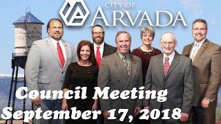 Arvada City Council Meeting - September 17, 2018