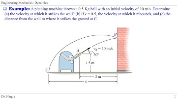 Coefficient of Restitution Example Problem (Step-by-step solution)