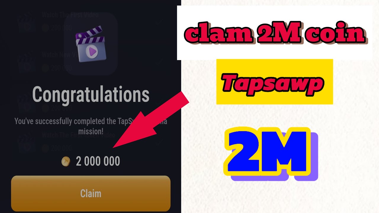 Afrep 2m Coin Tapswap new video task || 10th July 2M video code || clam 2M coin # ...
